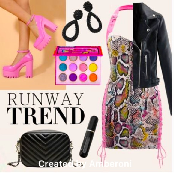 Multicolor Snakeskin Python Snake Print Halter Caged Party Cocktail Dress - Picture 2 of 12